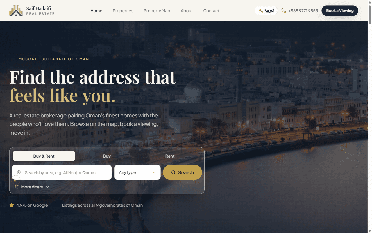 Saif Hadaifi Real Estate website